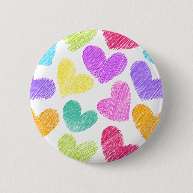 Cute Colorful Heart Pastel Valentine Love Pattern  Pinback Button (Front)