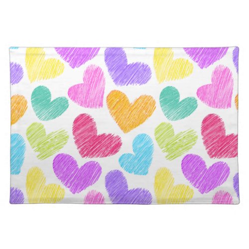 Cute Colorful Heart Pastel Valentine Love Pattern  Placemat