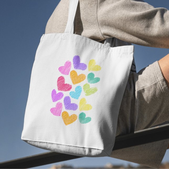 Cute Colorful Heart Pastel Valentine Love Pattern  Tote Bag (Creator Uploaded)