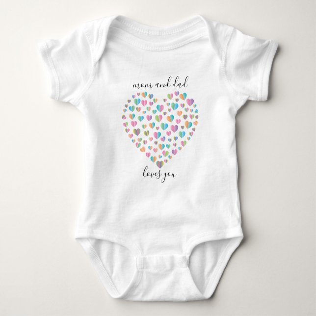 Cute Colorful Heart Pattern Baby Bodysuit (Front)