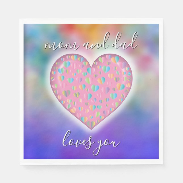 Cute Colorful Heart Pattern Napkins (Front)