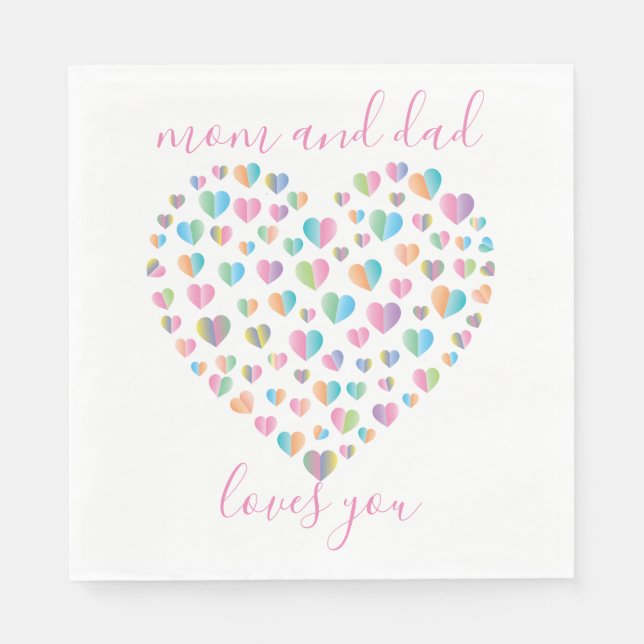 Cute Colorful Heart Pattern Napkins (Front)