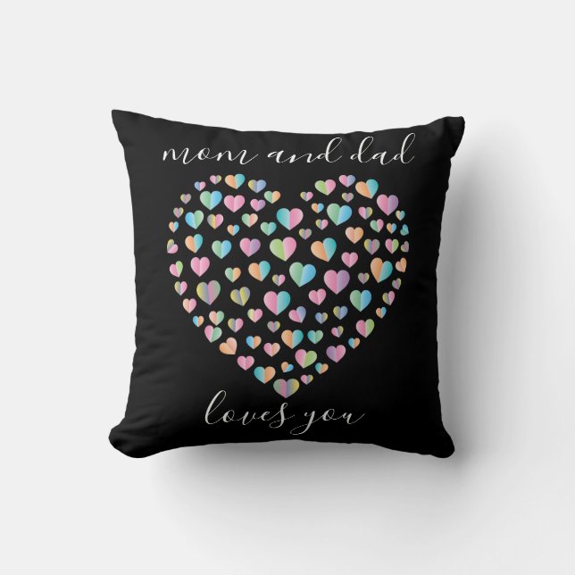 Cute Colorful Heart Pattern Throw Pillow (Front)
