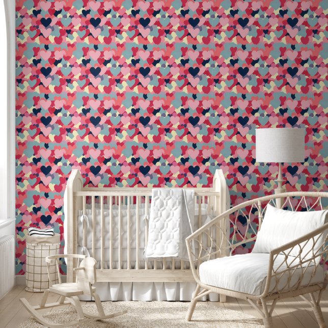 Cute Colorful Heart Pattern Wallpaper (Kids)