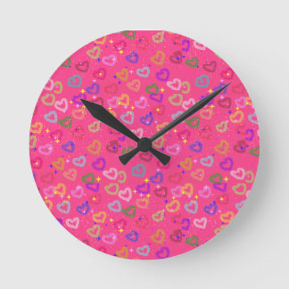 Cute Colorful Heart Round Clock