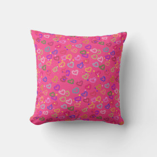 Cute Colorful Heart Throw Pillow