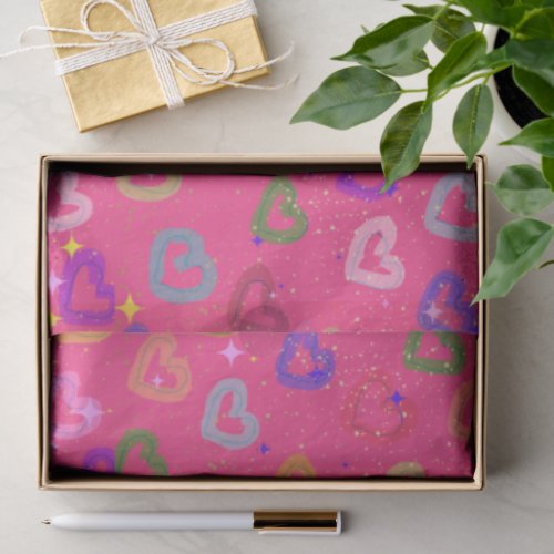 Cute Colorful Heart  Tissue Paper