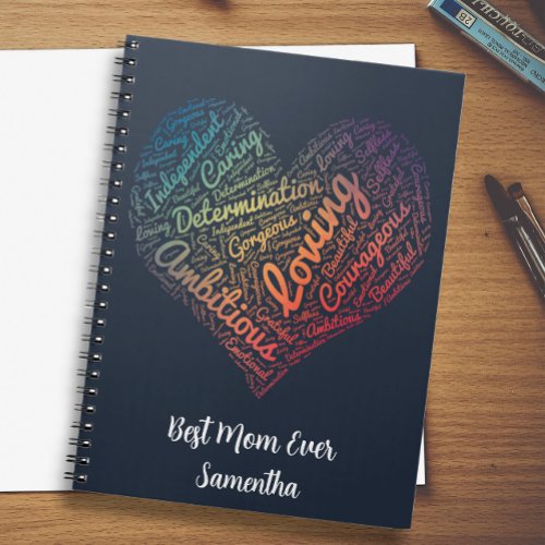 Cute Colorful Heart Words Notebook for moms  kids