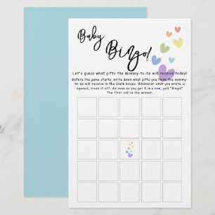 Cute & Colorful Hearts Baby Bingo Game Flyer