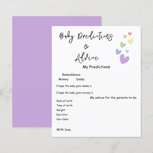 Cute & Colorful Hearts Baby Shower Game Flyer (Front/Back)