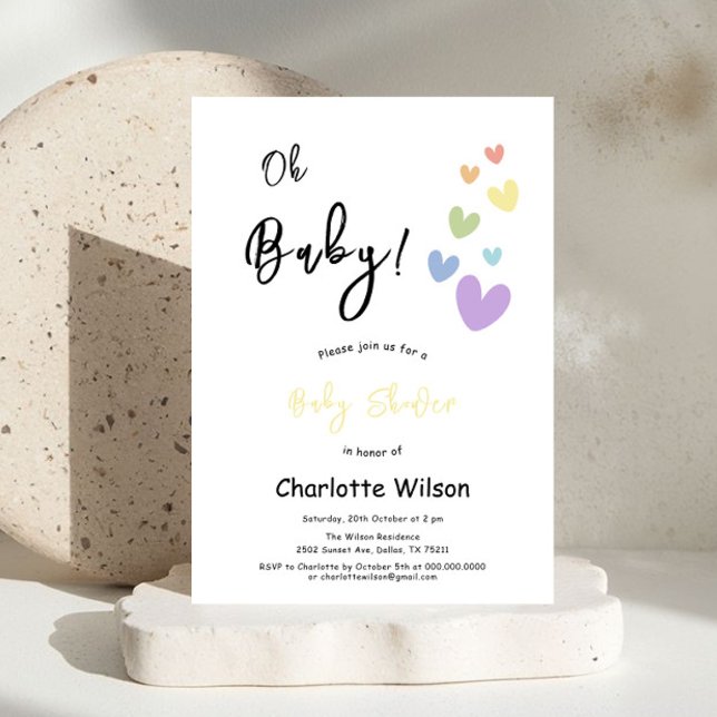 Cute & Colorful Hearts Baby Shower Invitation (Creator Uploaded)