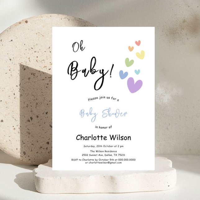 Cute & Colorful Hearts Baby Shower Invitation (Creator Uploaded)