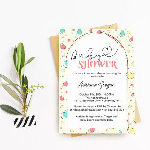 Cute Colorful Hearts Baby Shower Invitation