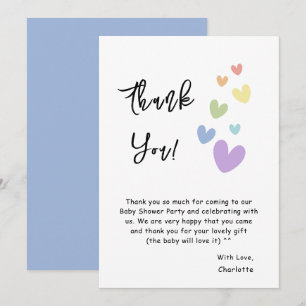 Cute & Colorful Hearts Baby Shower Thank You Card