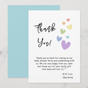 Cute & Colorful Hearts Baby Shower Thank You Card