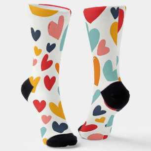 Cute Colorful Hearts Doodle Romantic Socks