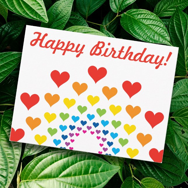 Cute Colorful hearts - Happy Birthday Postcard (Creator Uploaded)