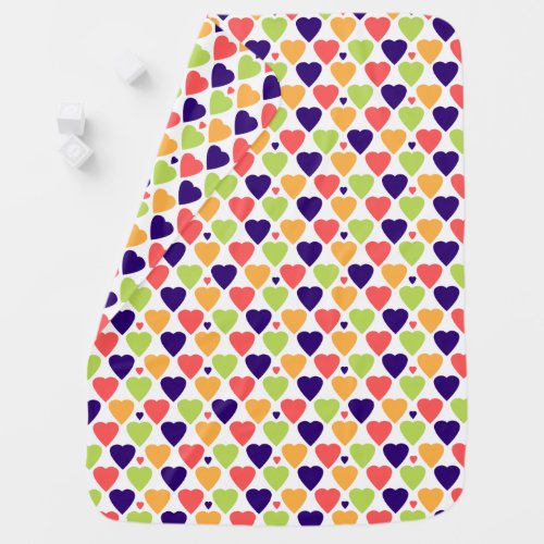 Cute Colorful Hearts Pattern Baby Blanket