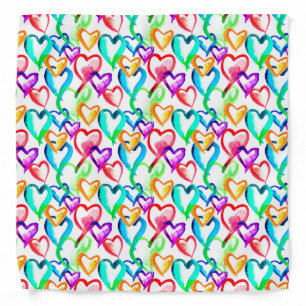 Cute colorful hearts pattern bandana