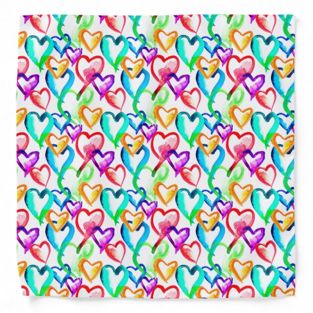 Cute colorful hearts pattern bandana (Front)