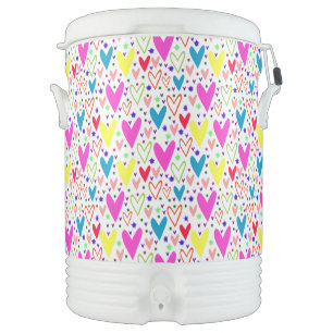 Cute colorful hearts pattern beverage cooler