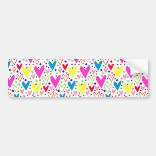Cute colorful hearts pattern bumper sticker