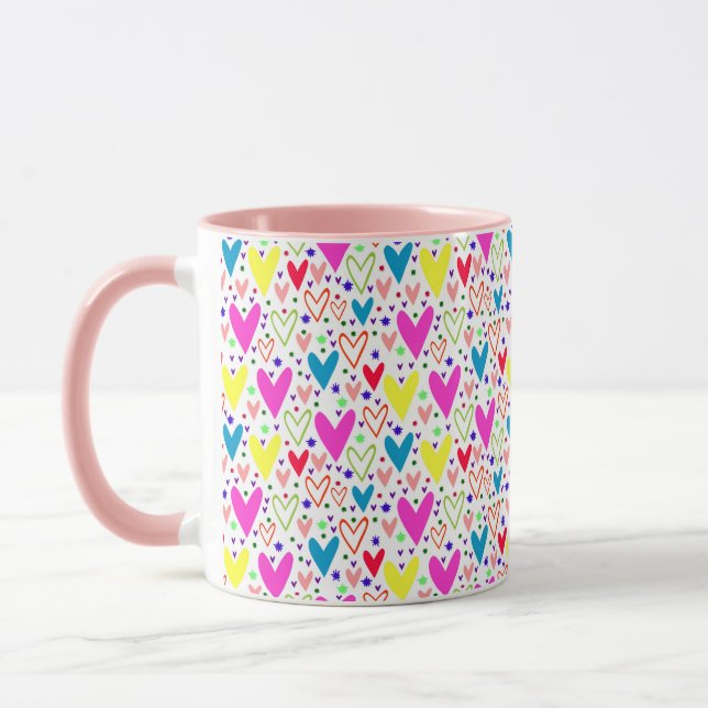 Cute colorful hearts pattern mug (Left)