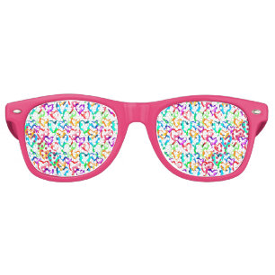 Cute colorful hearts pattern retro sunglasses