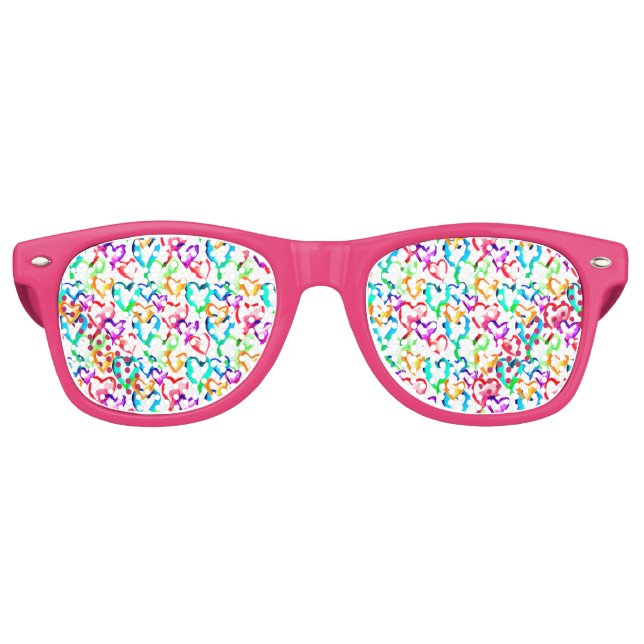 Cute colorful hearts pattern retro sunglasses (Front)