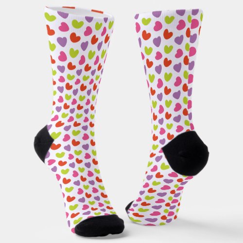 Cute Colorful Hearts Pattern Socks