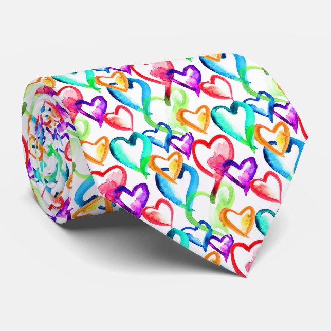 Cute colorful hearts pattern tie (Rolled)