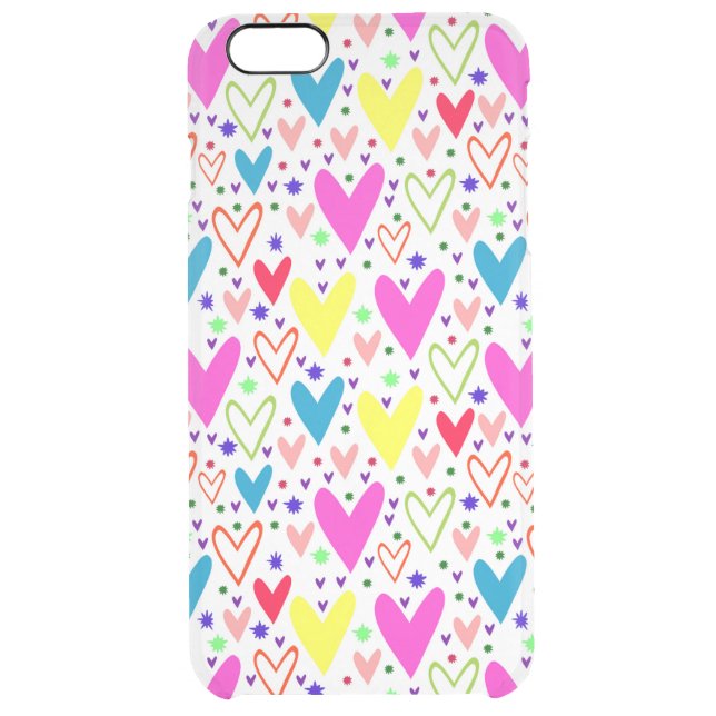 Cute colorful hearts pattern uncommon iPhone case (Back)