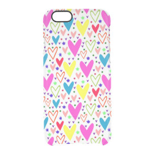 Cute colorful hearts pattern clear iPhone 6/6S case