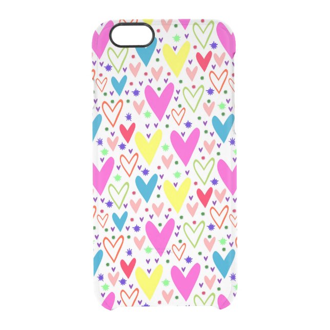 Cute colorful hearts pattern uncommon iPhone case (Back)