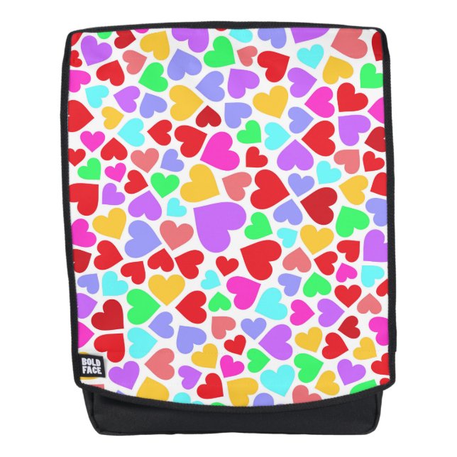 Cute colorful hearts patterns backpack (Front)
