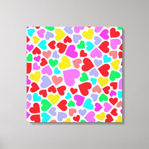 Cute colorful hearts patterns canvas print