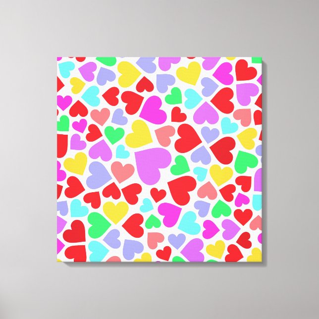 Cute colorful hearts patterns canvas print (Front)