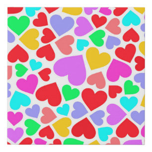 Cute colorful hearts patterns faux canvas print