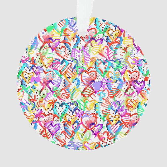 Cute colorful hearts patterns ornament (Front)
