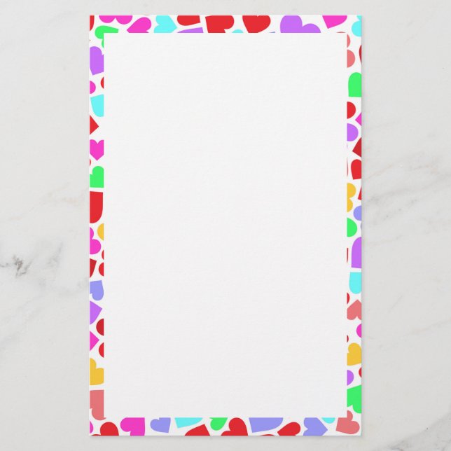 Cute colorful hearts patterns stationery (Front)