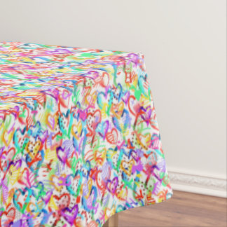 Cute colorful hearts patterns tablecloth