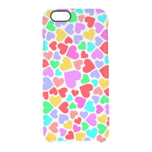 Cute colorful hearts patterns clear iPhone 6/6S case