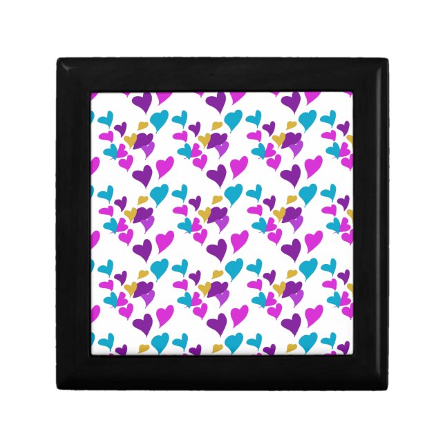 Cute Colorful Hearts Pink Blue Purple Yellow Gift Box (Front)