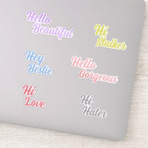 Cute Colorful Hi/Hello Phrases Vintage Typography Sticker