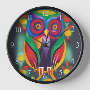 Cute Colorful Holographic Owl Clock