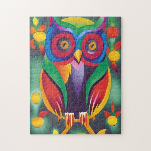 Cute Colorful Holographic Owl  Jigsaw Puzzle