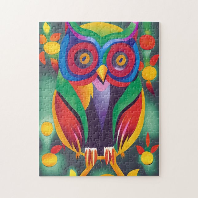 Cute Colorful Holographic Owl  Jigsaw Puzzle (Vertical)