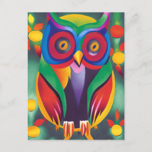 Cute Colorful Holographic Owl Postcard