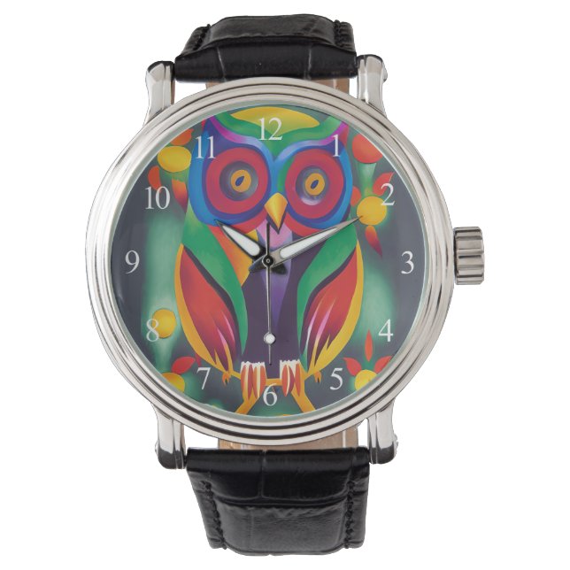 Cute Colorful Holographic Owl  Watch (Front)