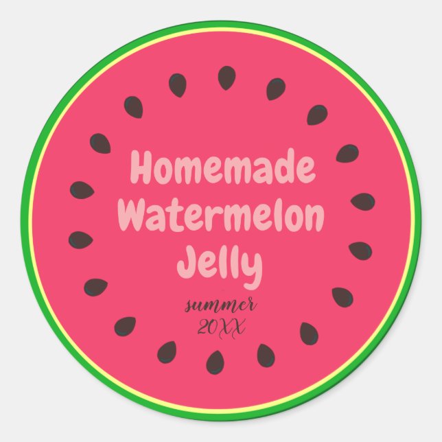Cute Colorful Homemade Watermelon Jelly Jar Label (Front)